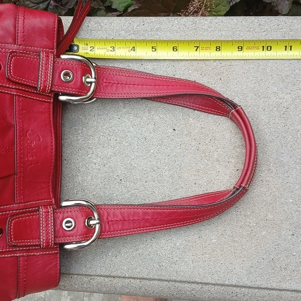 COACH Soho Pleated  Red Leather Large Shoulder Handbag